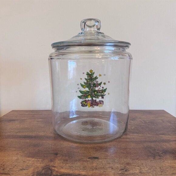 Vintage Glass Christmas Tree Candy Jar Ornament 10" Clear - Picture 3 of 7